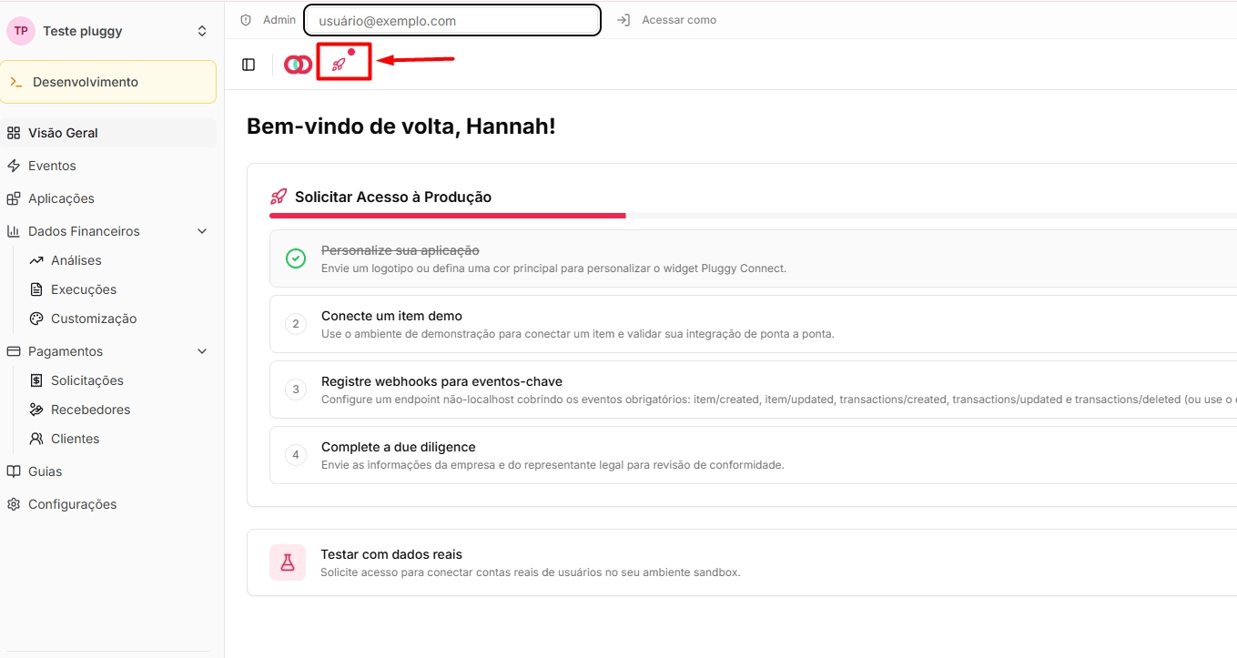 Primeiros Passos no dashboard Pluggy